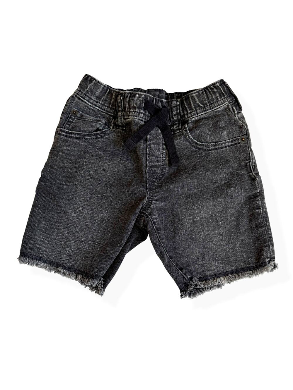 Gap Kids Denim Black Wash Pull On Frayed Hem Jean Shorts 5